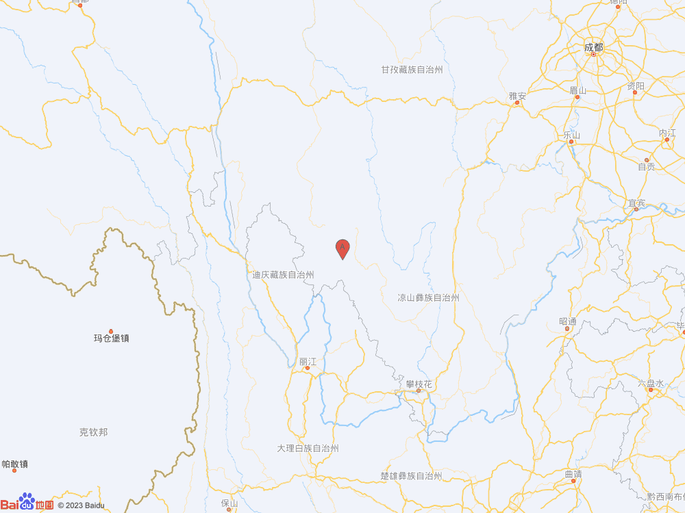 四川涼山州木里縣（北緯28.21度，東經100.70度）發生3.2級地震