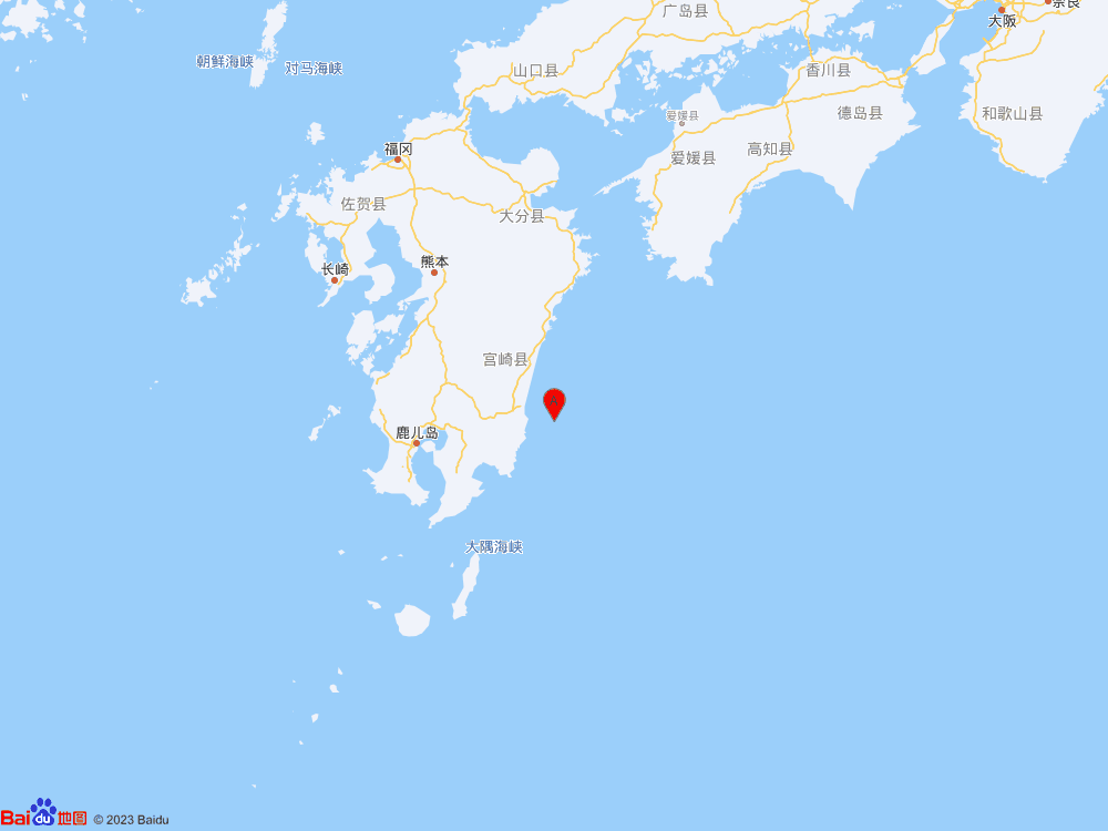 日本九州島附近海域（北緯31.80度，東經131.70度）發生7.1級地震