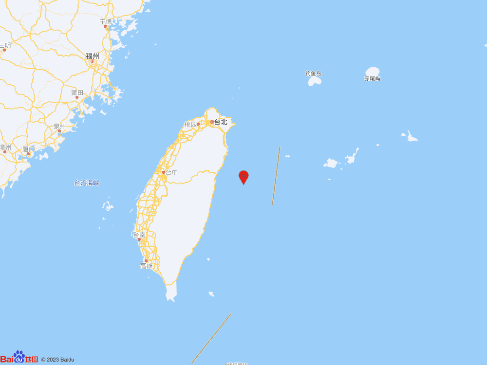 臺灣花蓮縣海域（北緯24.00度，東經122.16度）發生4.3級地震