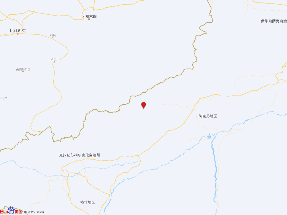新疆克孜勒蘇州阿合奇縣（北緯41.12度，東經78.60度）發生4.8級地震